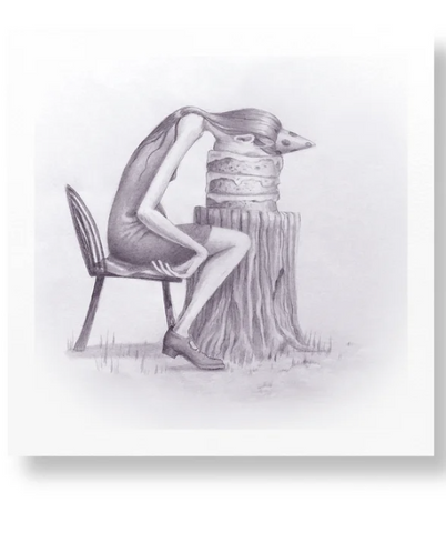 "Faceplant" Signed Annie Owens  small print on watercolor paper