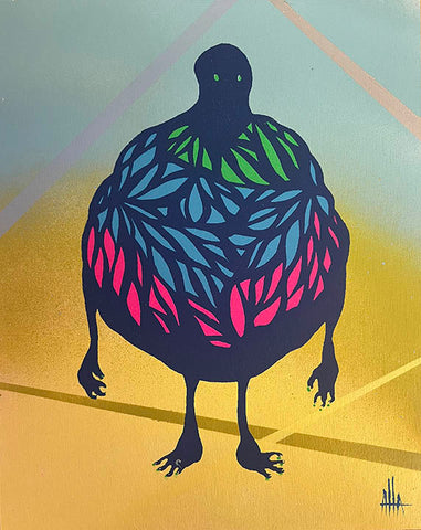 Embellished Silk Screen Print on wood by Attaboy #33