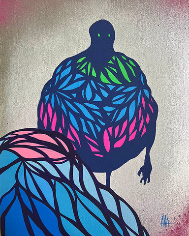 Embellished Silk Screen Print on wood by Attaboy #1
