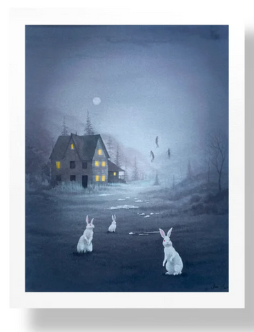 "Three Bunnies" Signed Annie Owens print on watercolor paper